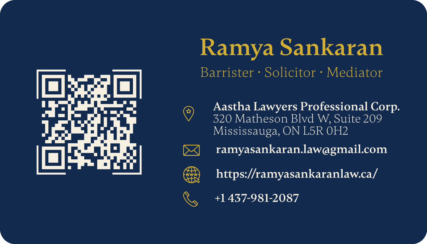 Ramya sankaran Business card back side